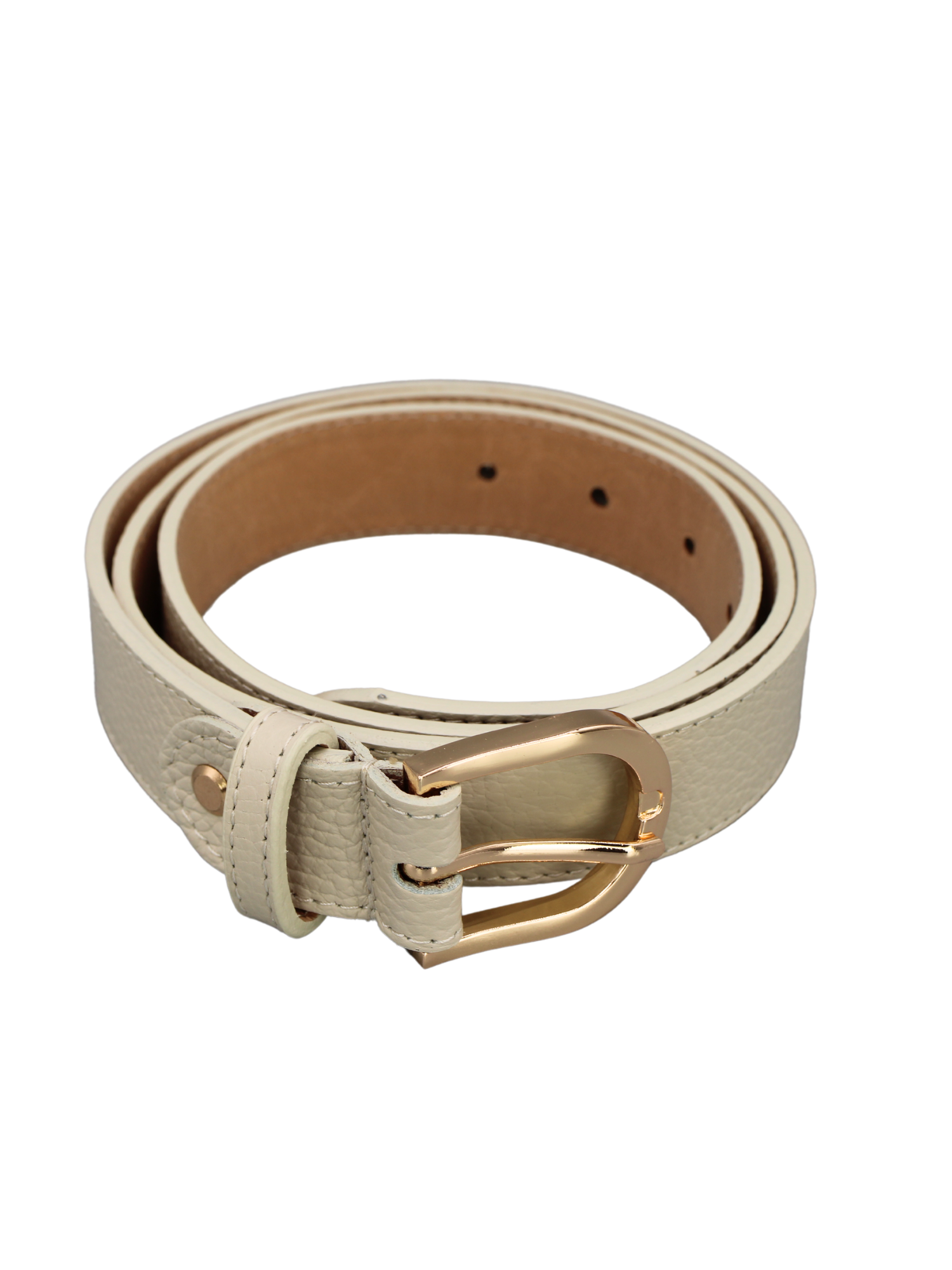 Ledergürtel - Beige | Gold