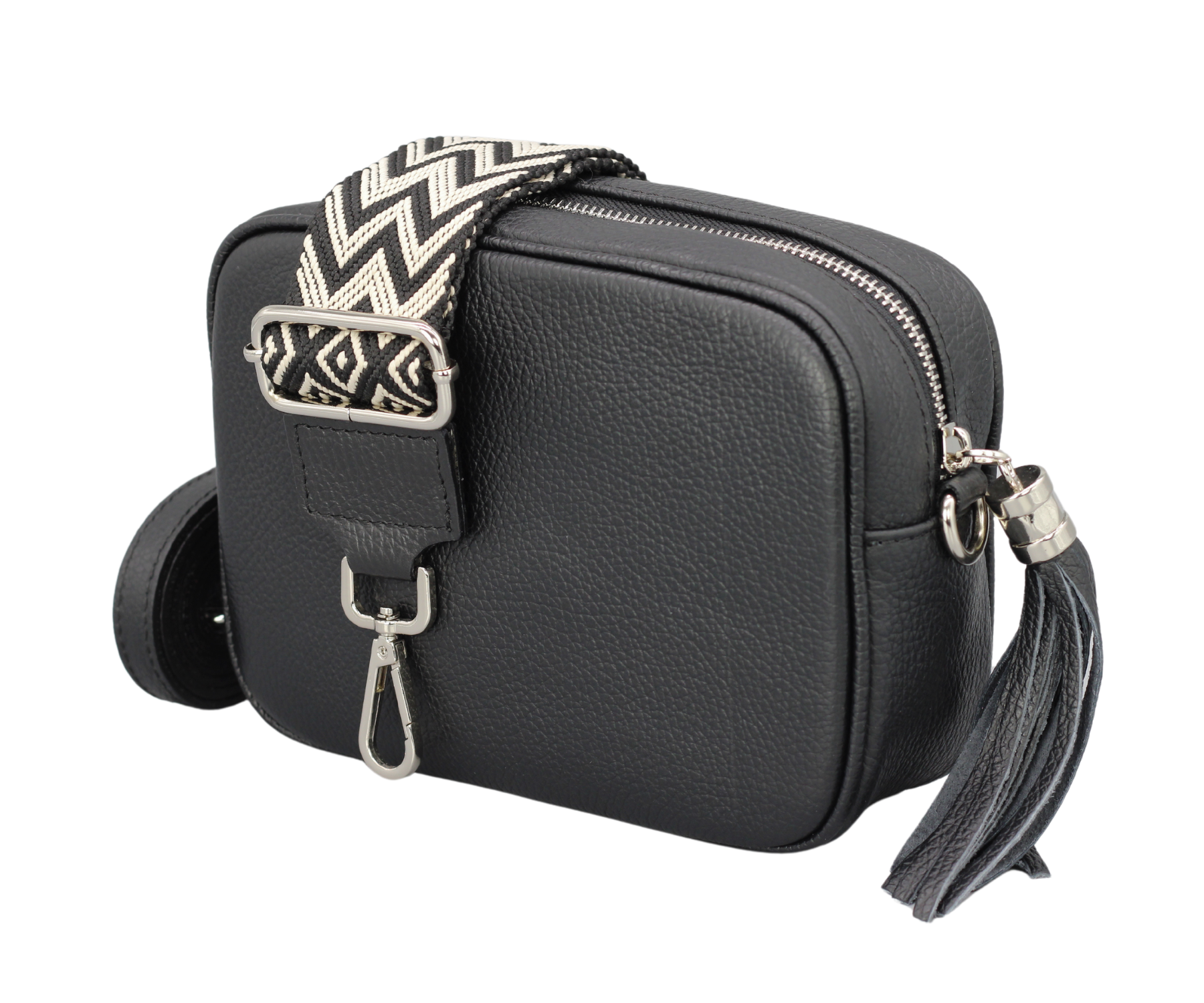 Black and silver crossbody bag on sale