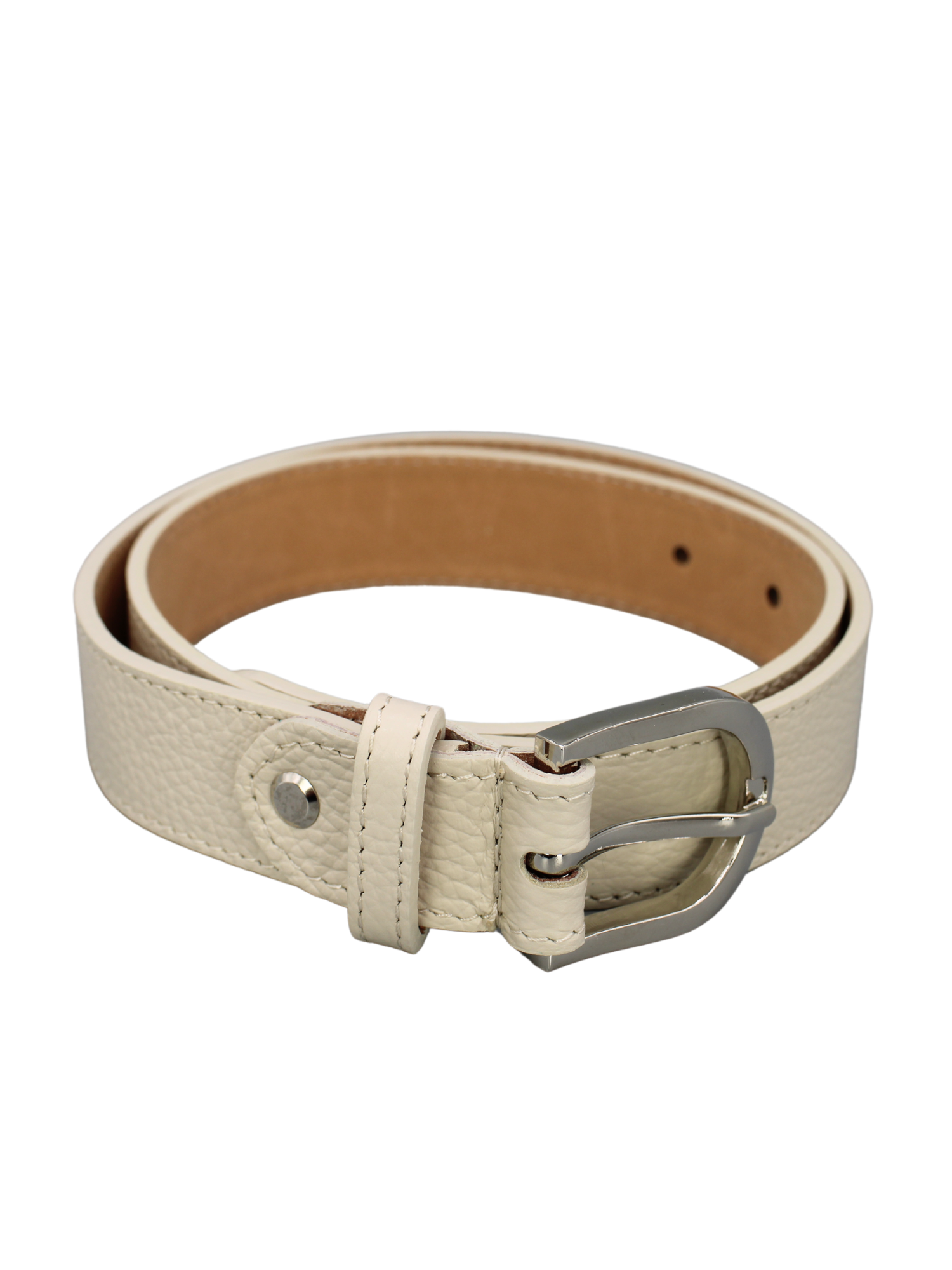 Ledergürtel - Beige | Silber