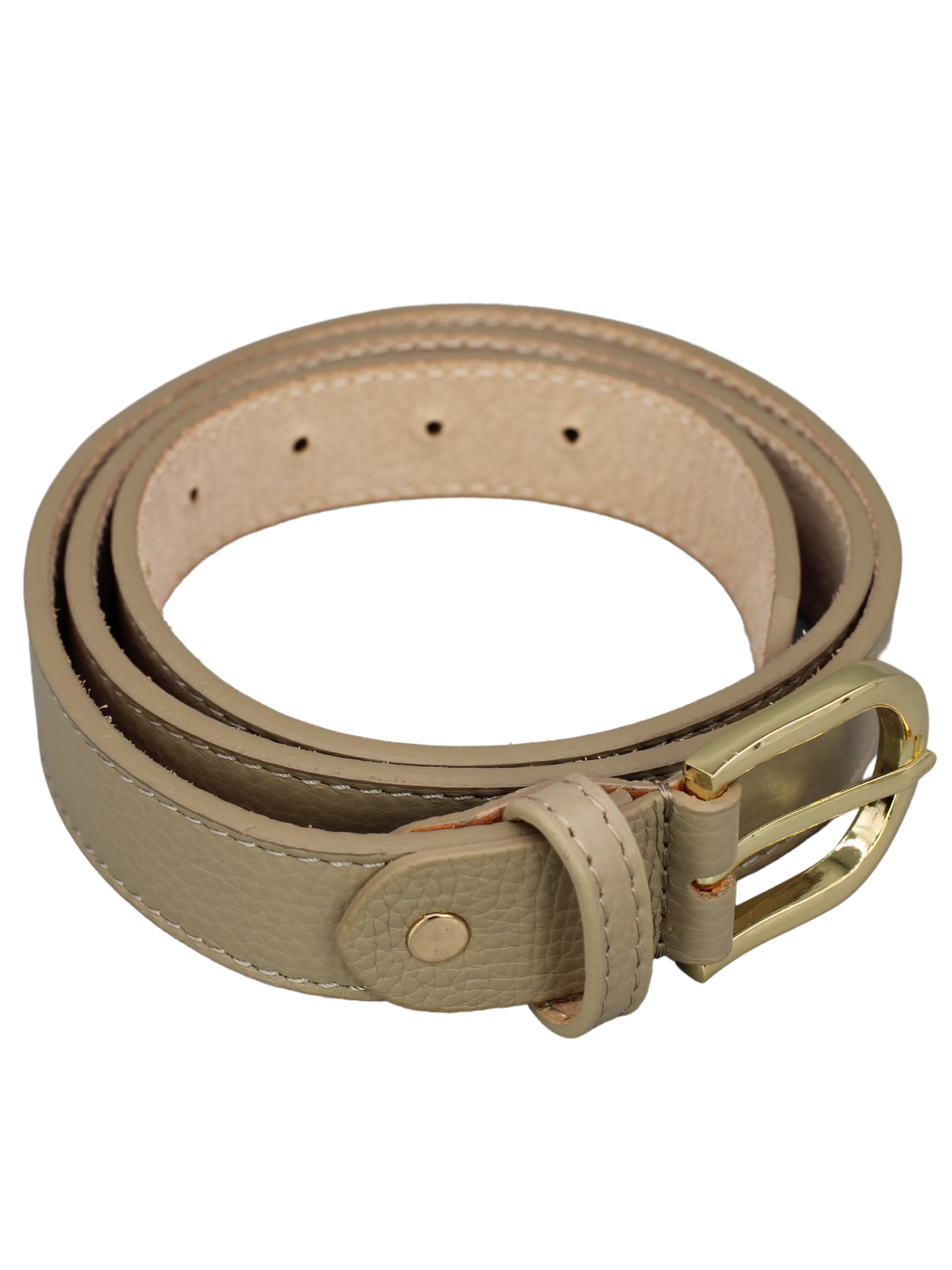 Ledergürtel - Taupe | Gold