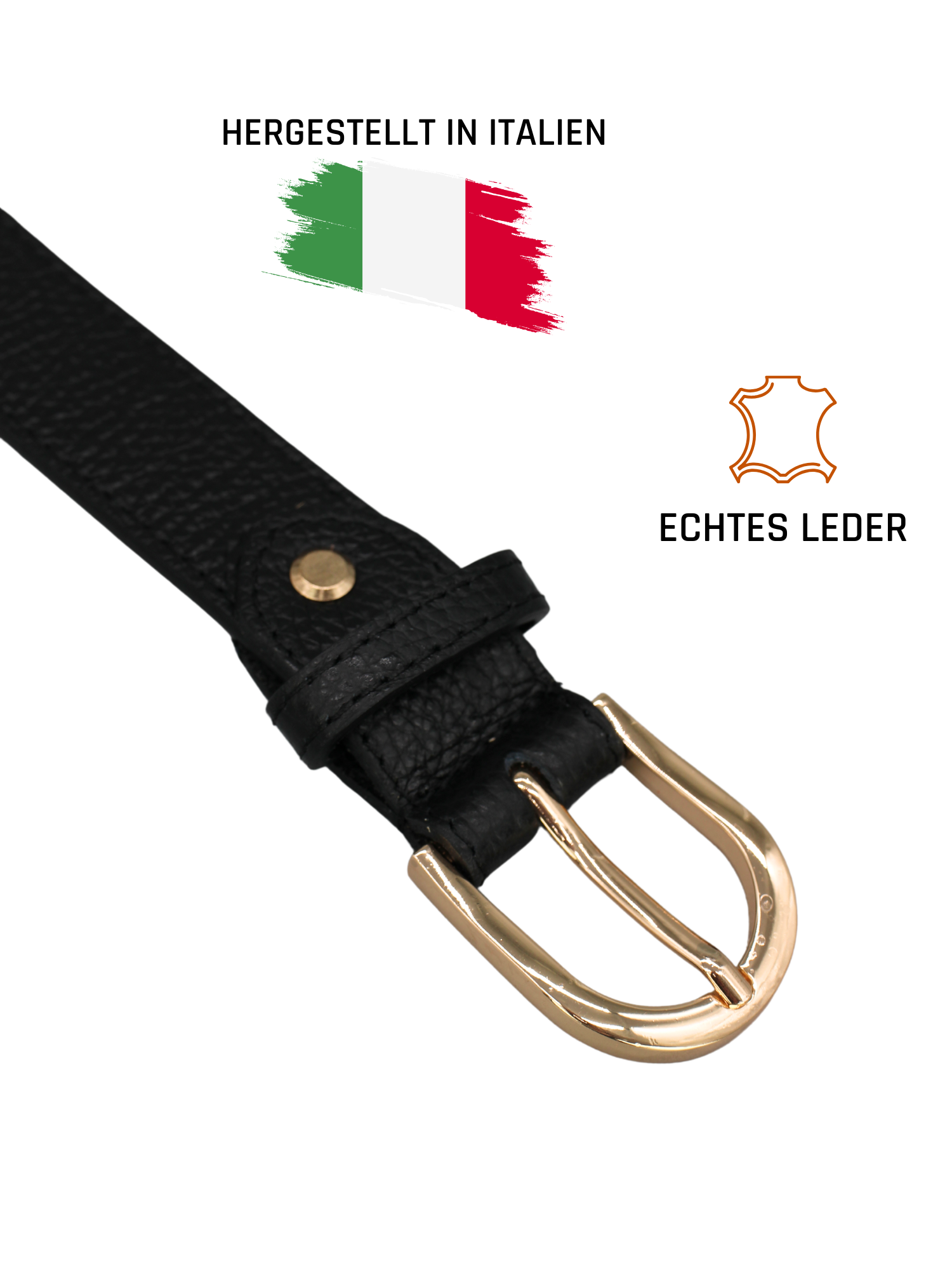 Ledergürtel - Schwarz | Gold