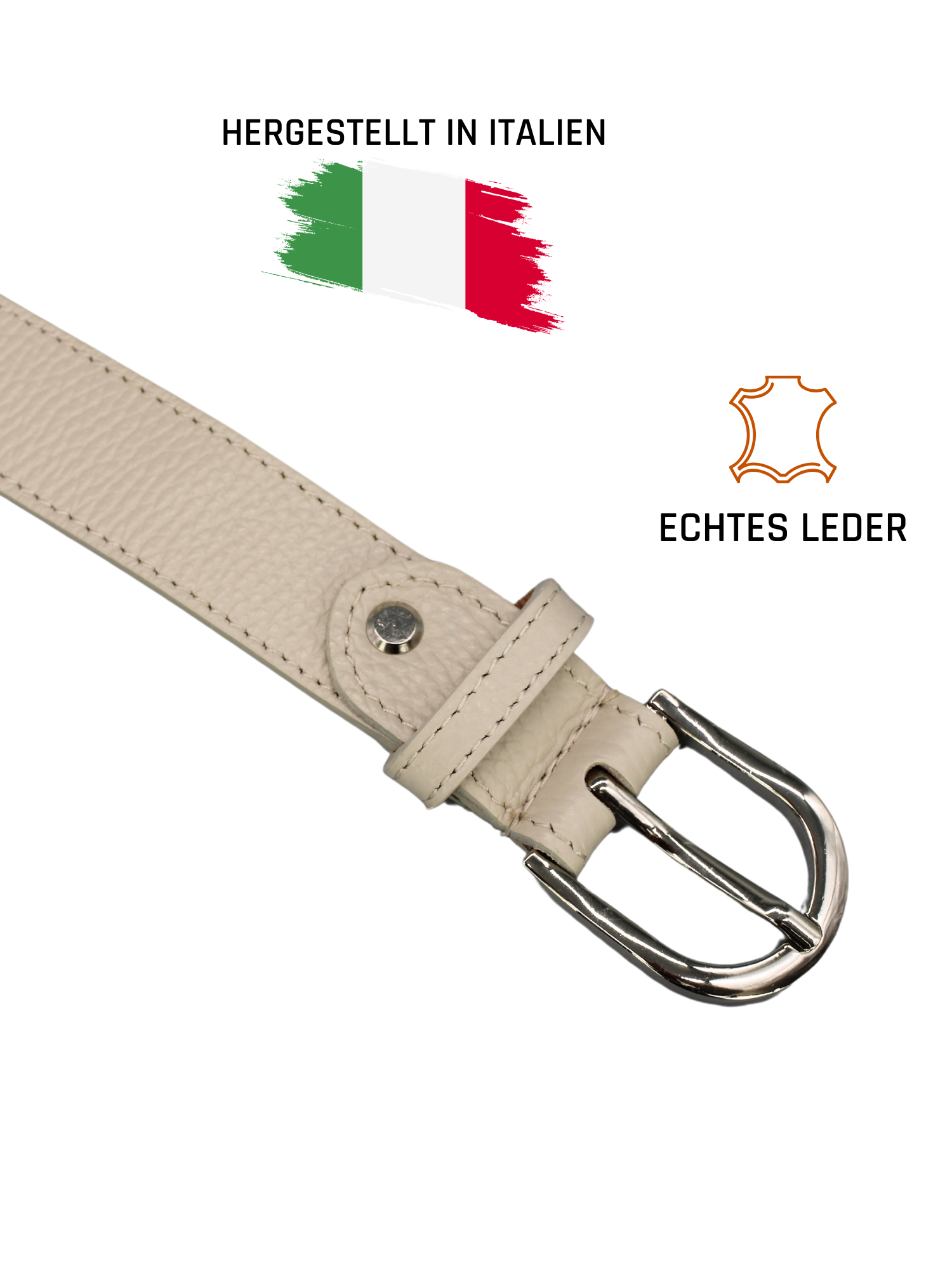 Ledergürtel - Beige | Silber