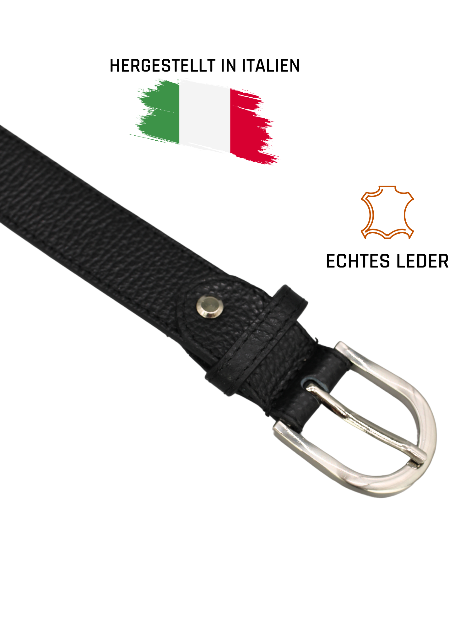 Ledergürtel - Schwarz | Silber