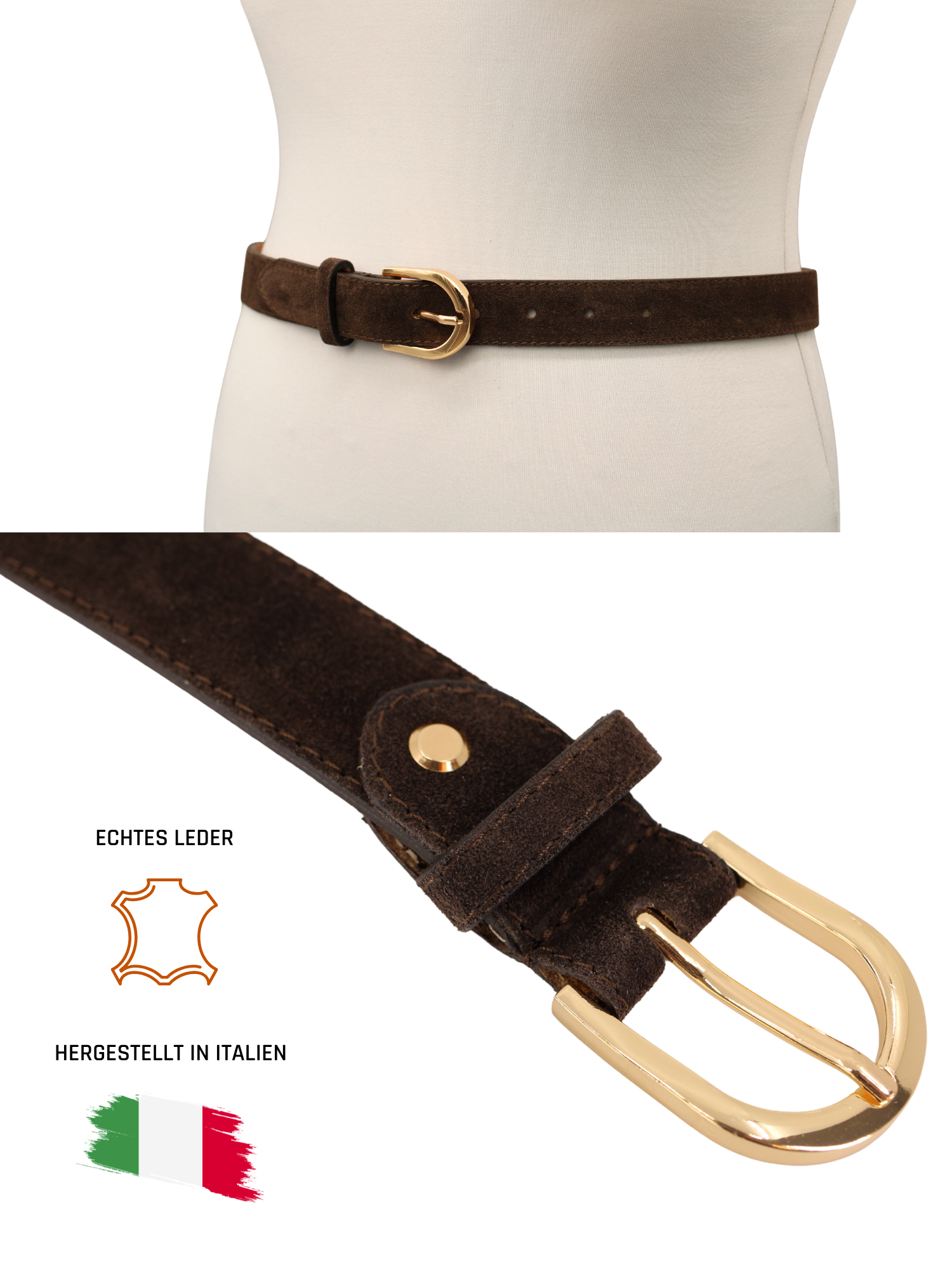 Veloursleder - Dunkelbraun