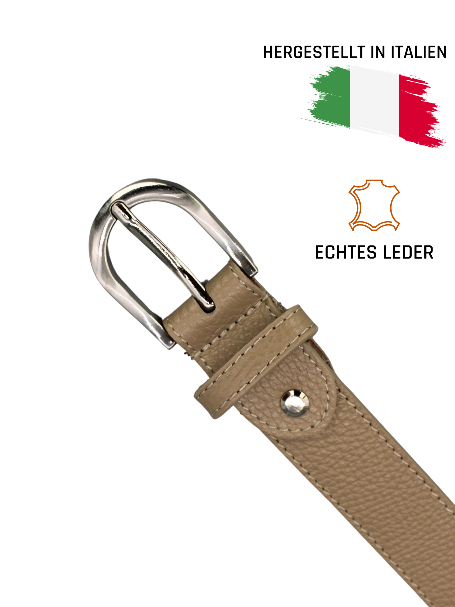 Ledergürtel - Taupe | Silber