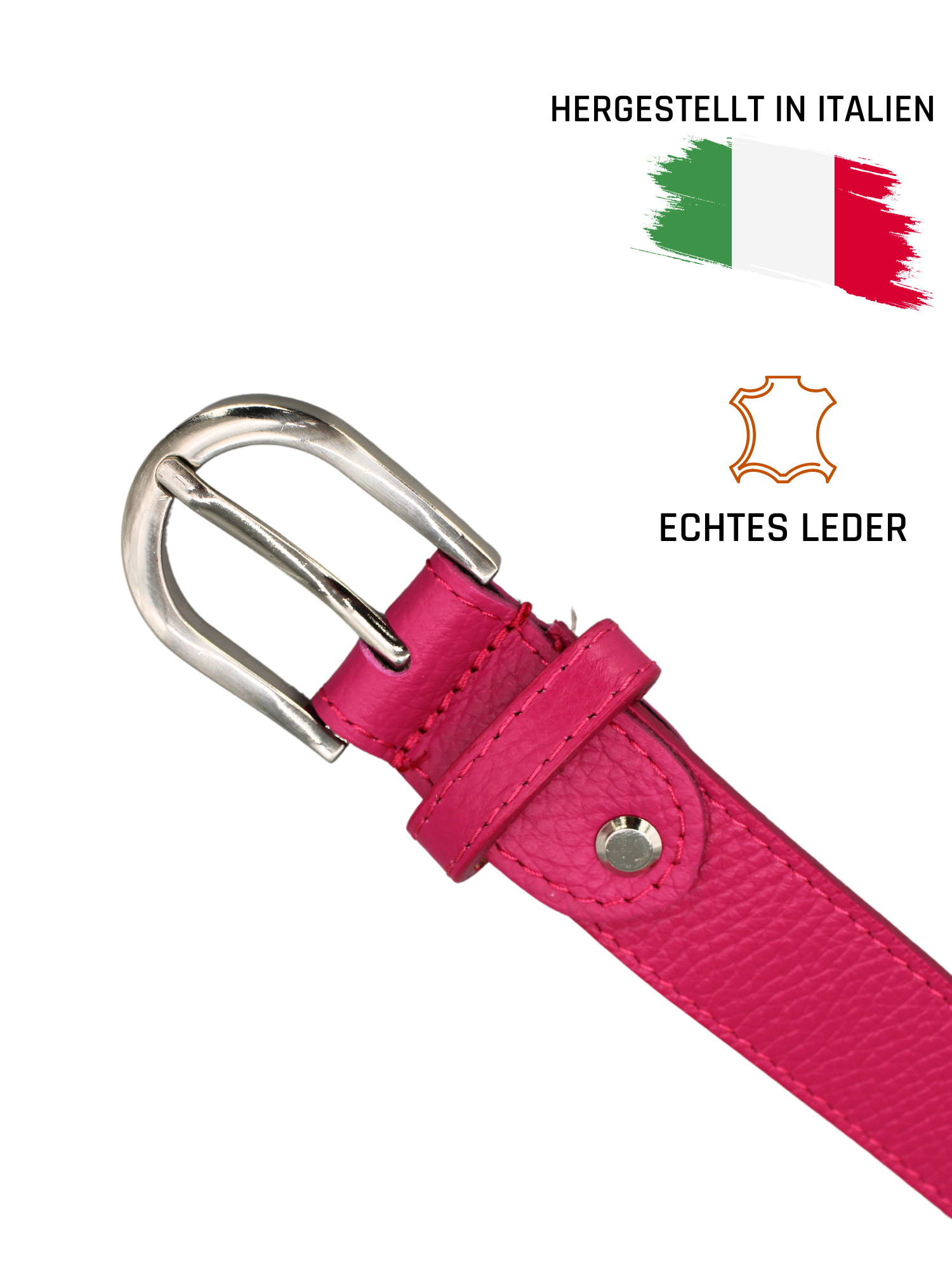 Ledergürtel - Pink | Silber