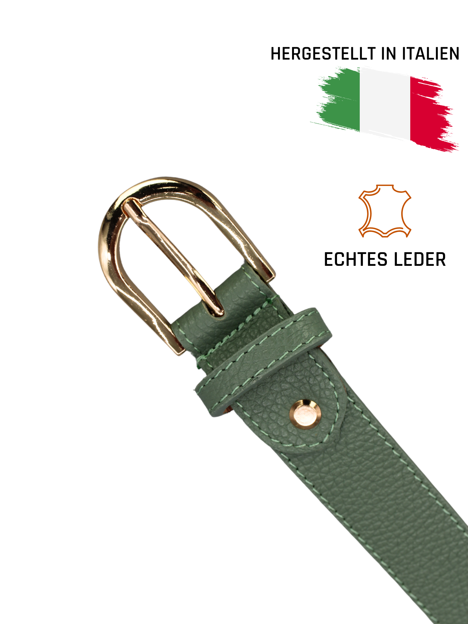 Ledergürtel - Mint | Gold