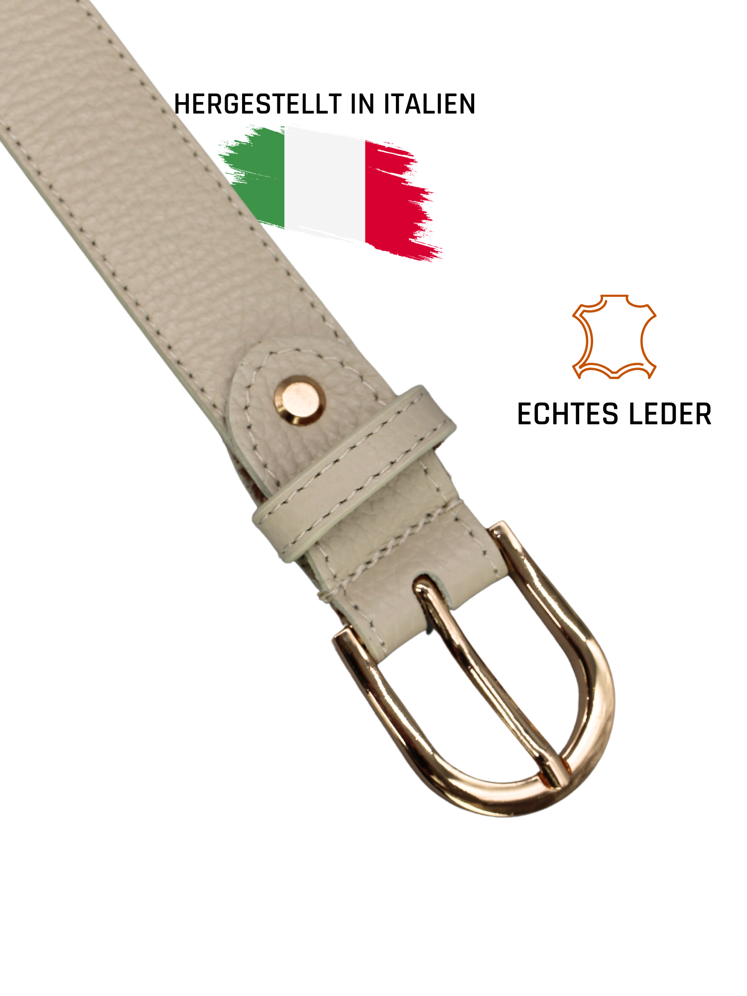 Ledergürtel - Beige | Gold