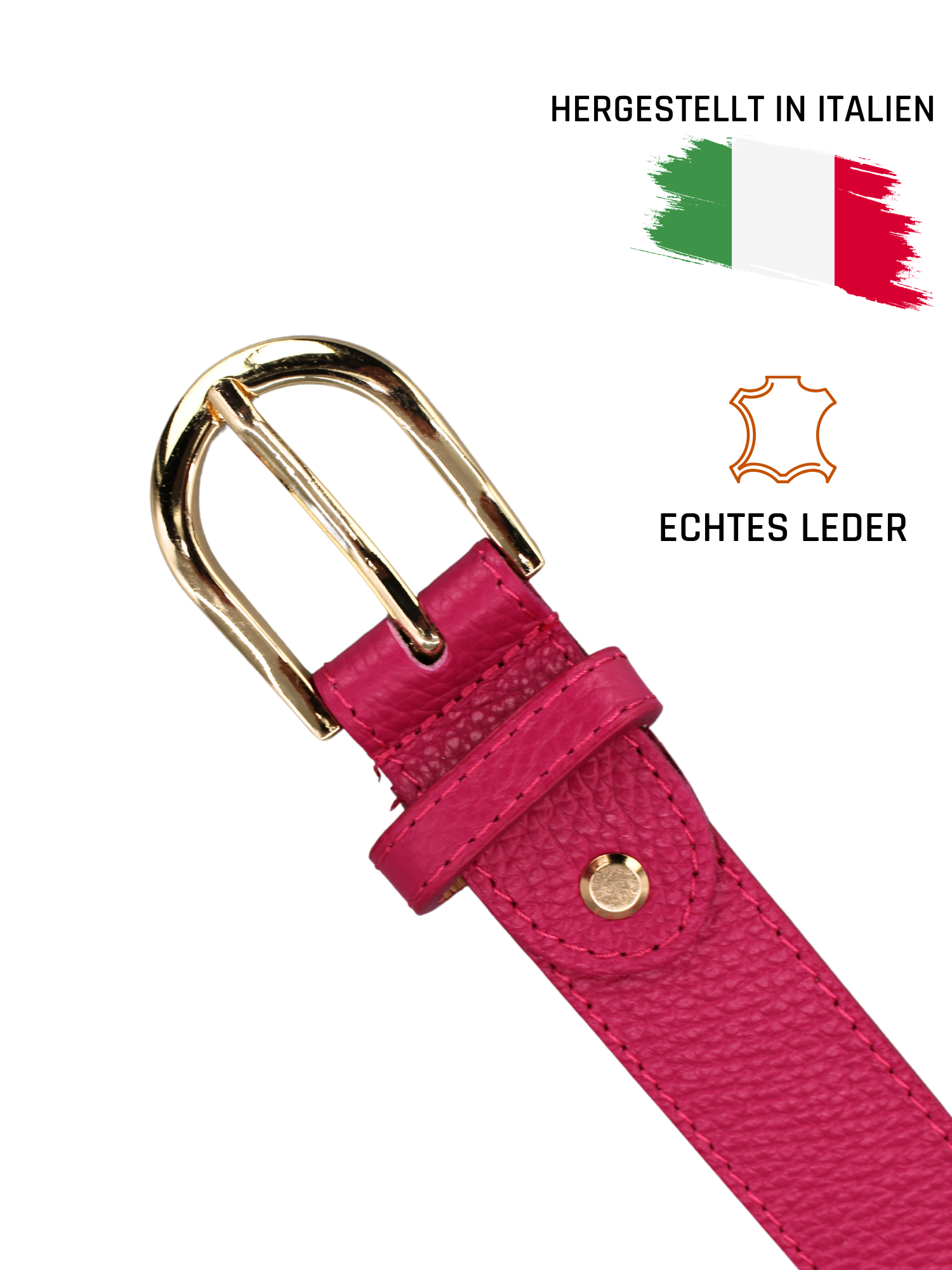 Ledergürtel - Pink | Gold