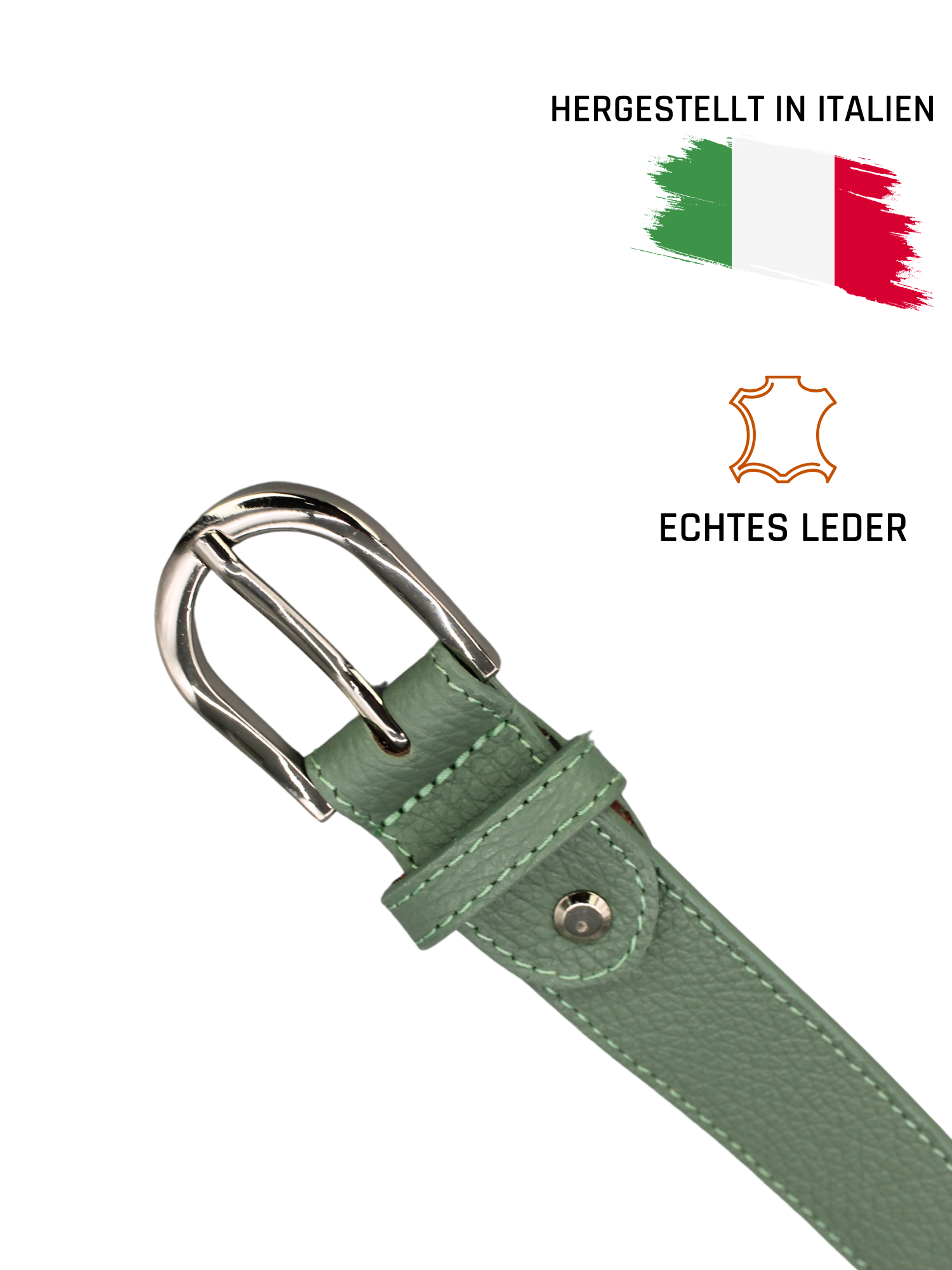 Ledergürtel - Mint | Silber