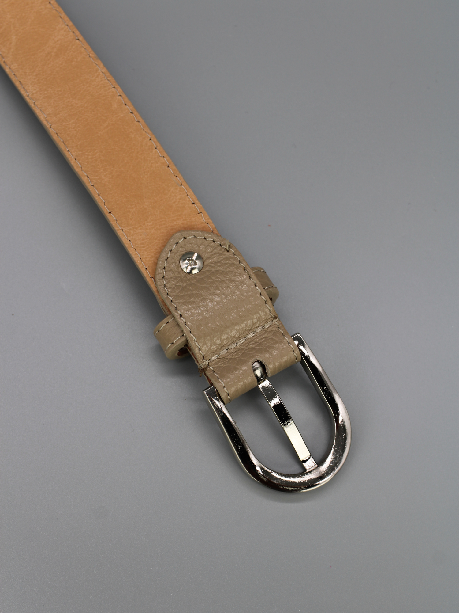 Ledergürtel - Taupe | Silber