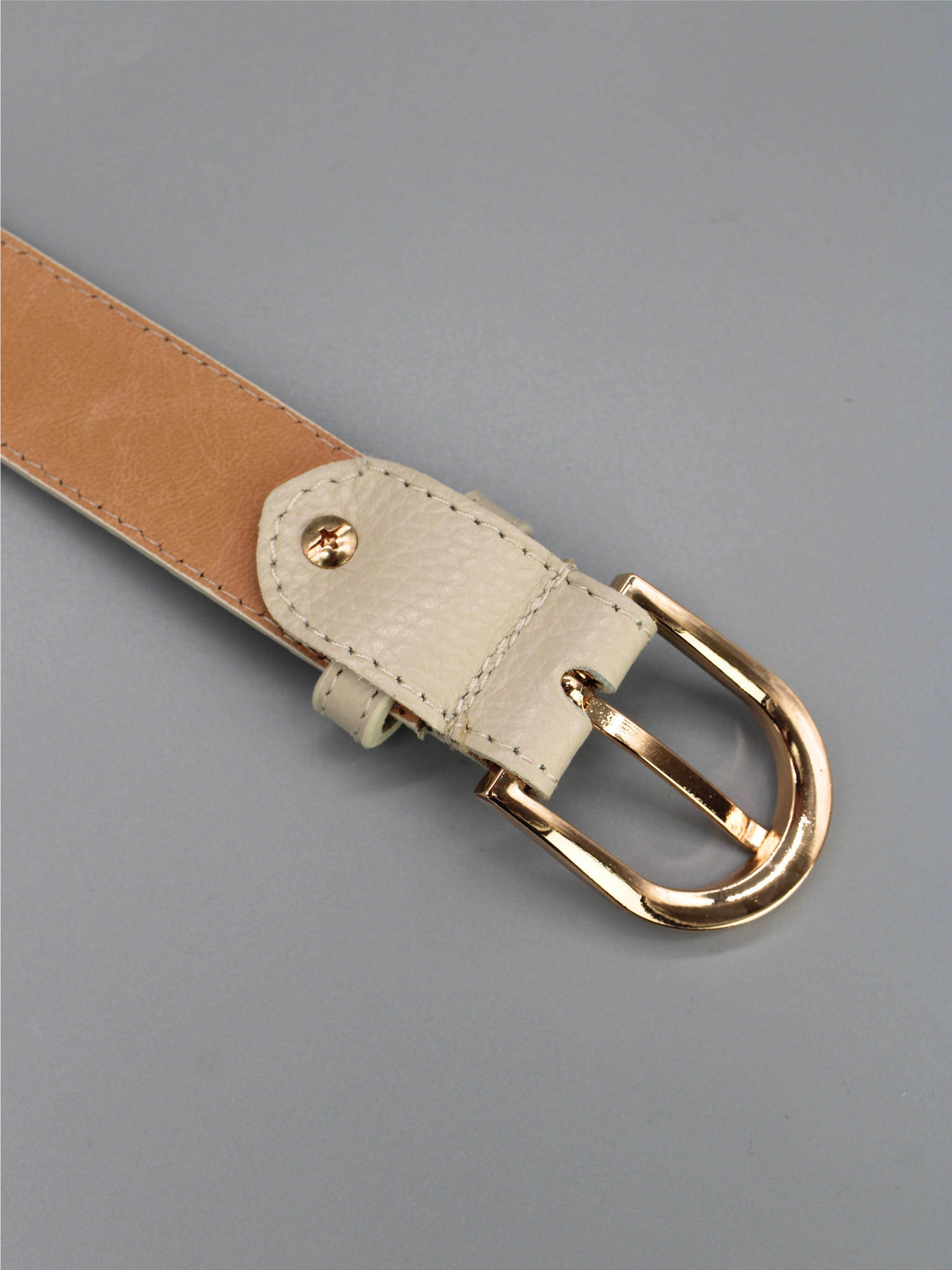 Ledergürtel - Beige | Gold