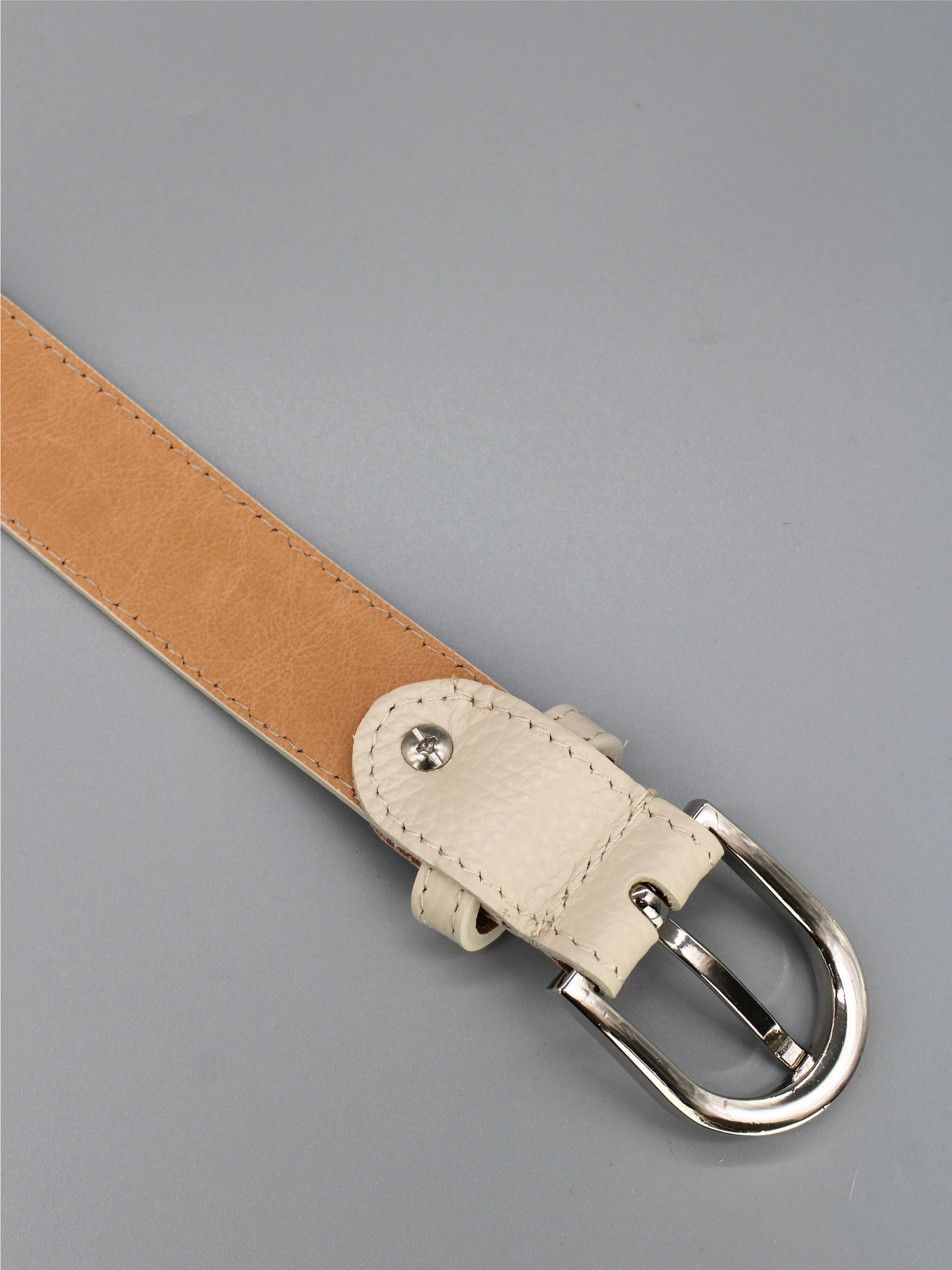 Ledergürtel - Beige | Silber