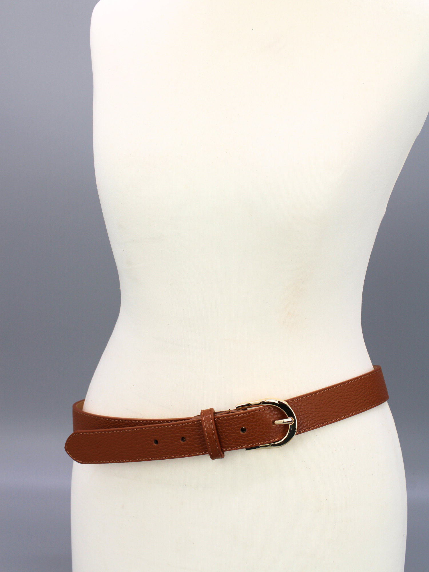 Ledergürtel - Cognacbraun | Gold