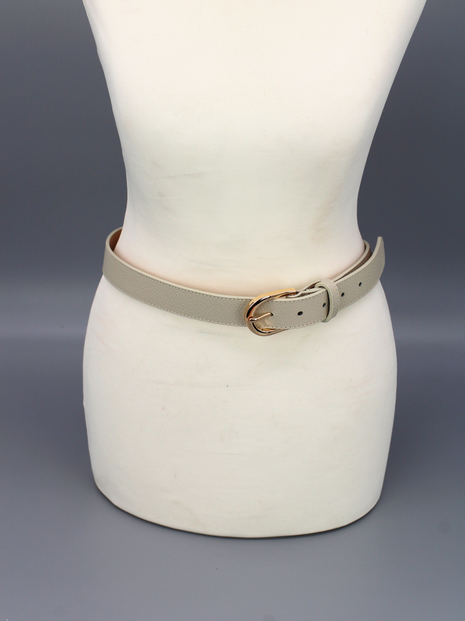 Ledergürtel - Beige | Gold
