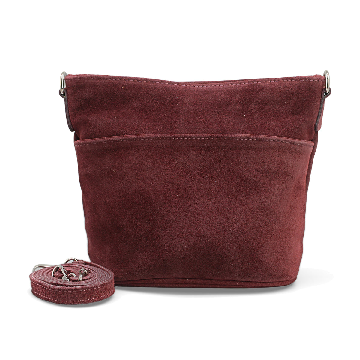 Adel Bags Lina Umhängetasche Wildleder Bordeaux – vorne