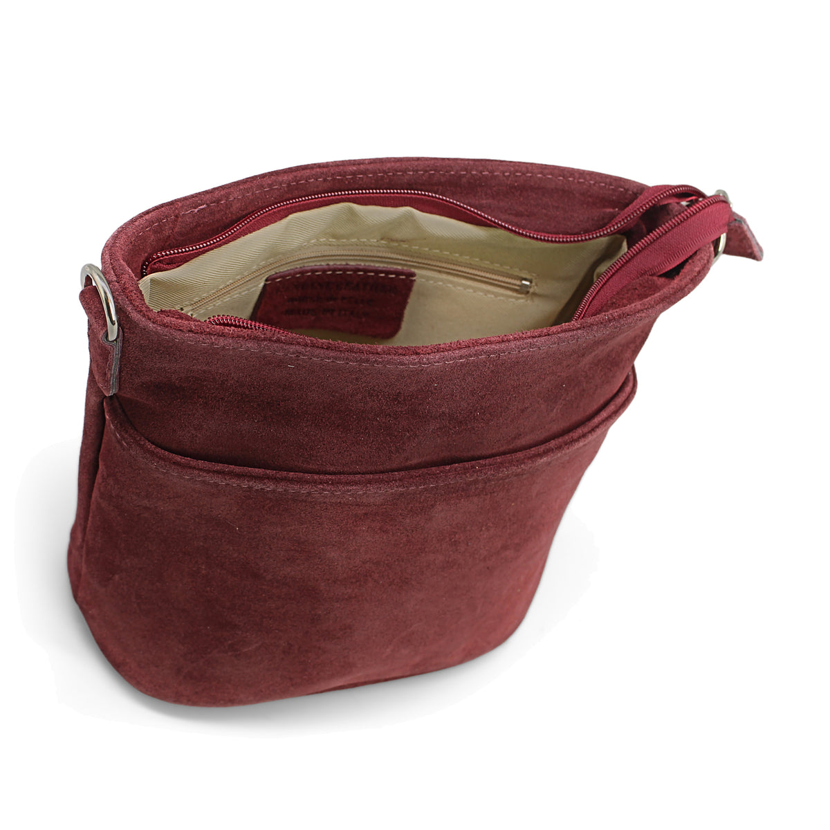 Adel Bags Lina Umhängetasche Wildleder Bordeaux – Innenansicht