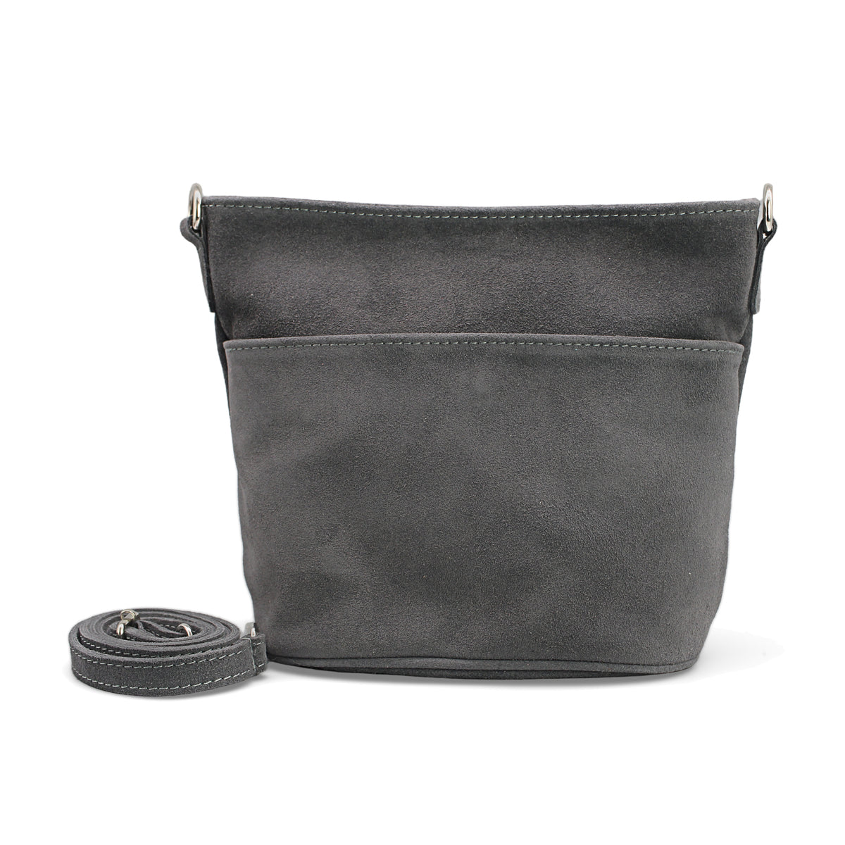 Adel Bags Lina Umhängetasche Wildleder Grau – vorne