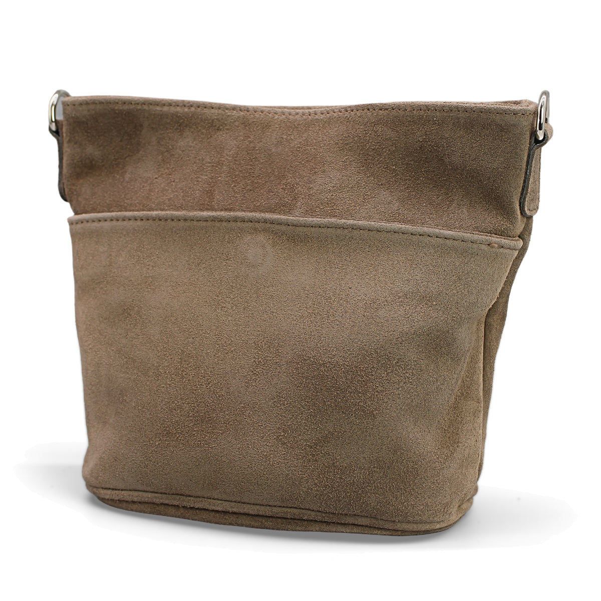 Adel Bags Lina Umhängetasche Wildleder Taupe – seitlich (3/4-Ansicht)