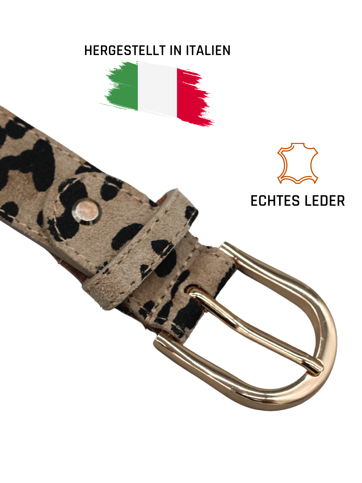 Ledergürtel Damen Wildleder Gürtel, 3 cm Breit, Hergestellt in Italien