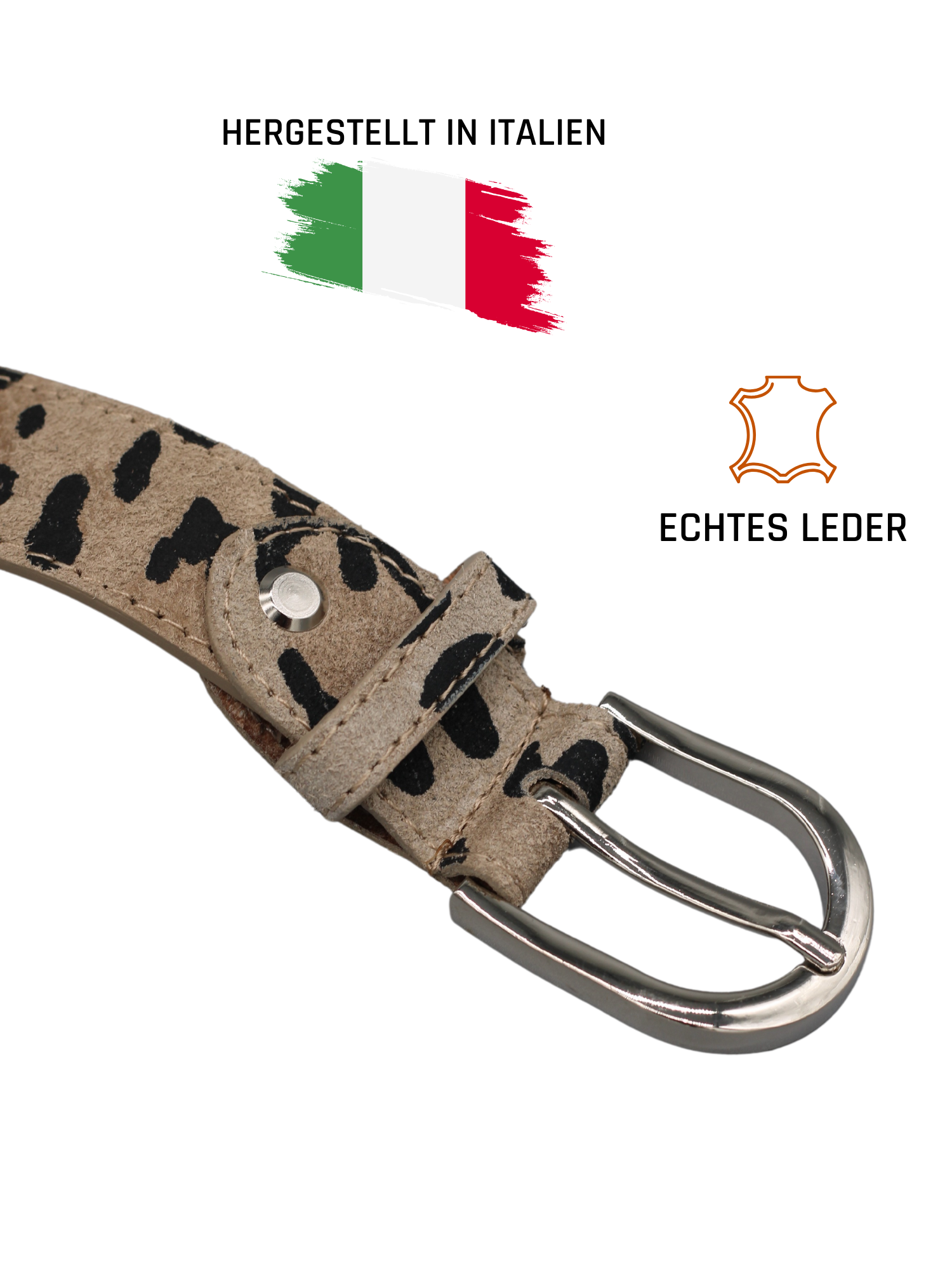 Ledergürtel Damen Wildleder Gürtel, 3 cm Breit, Hergestellt in Italien