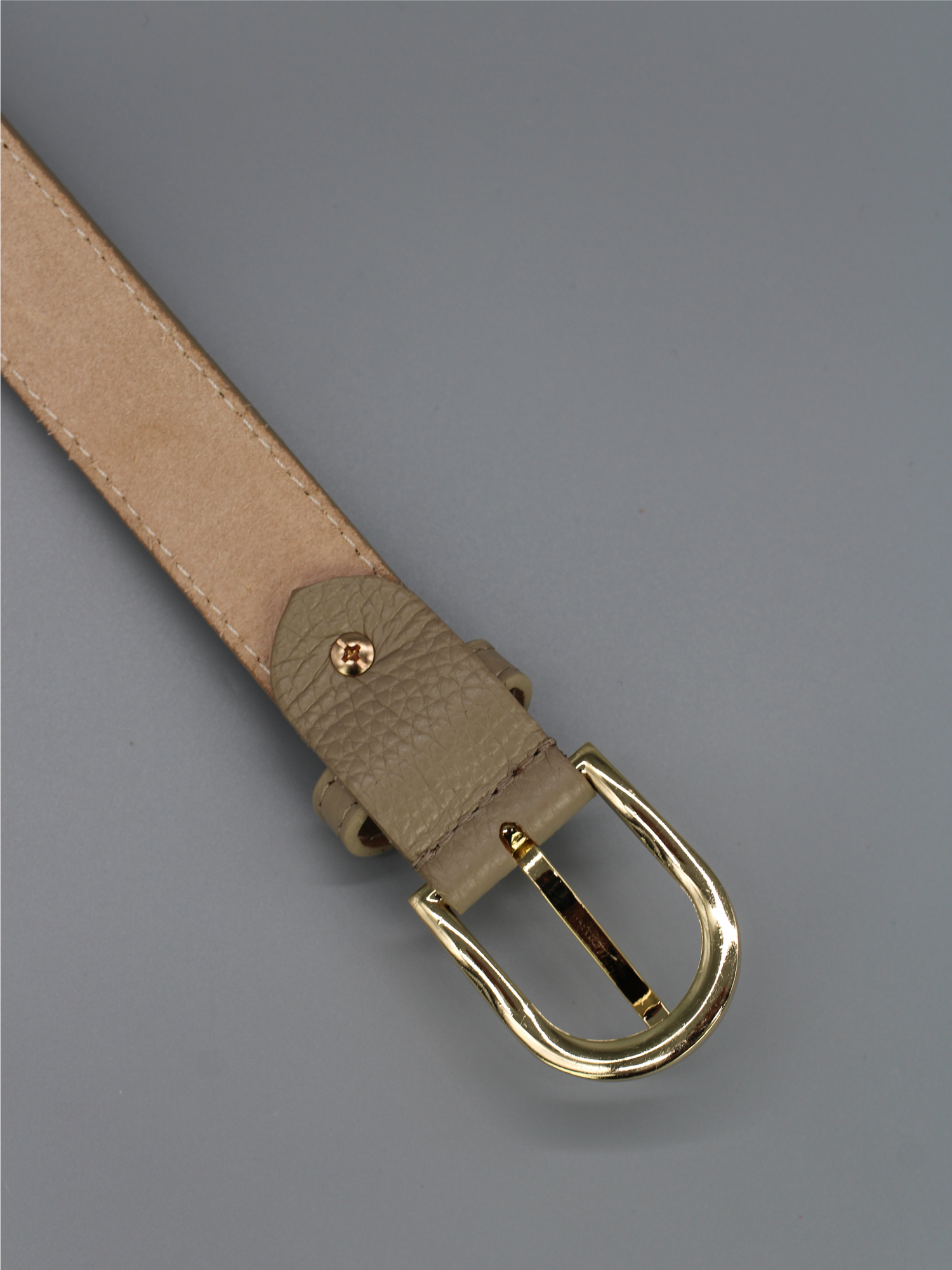 Ledergürtel - Taupe | Gold