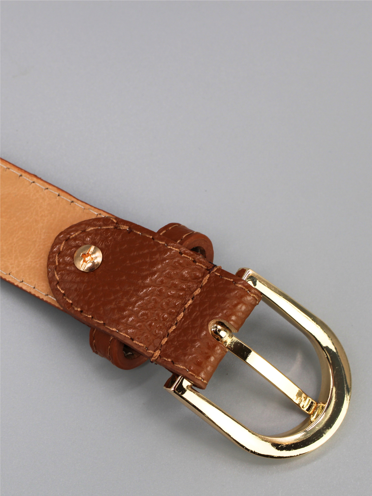 Ledergürtel - Cognacbraun | Gold