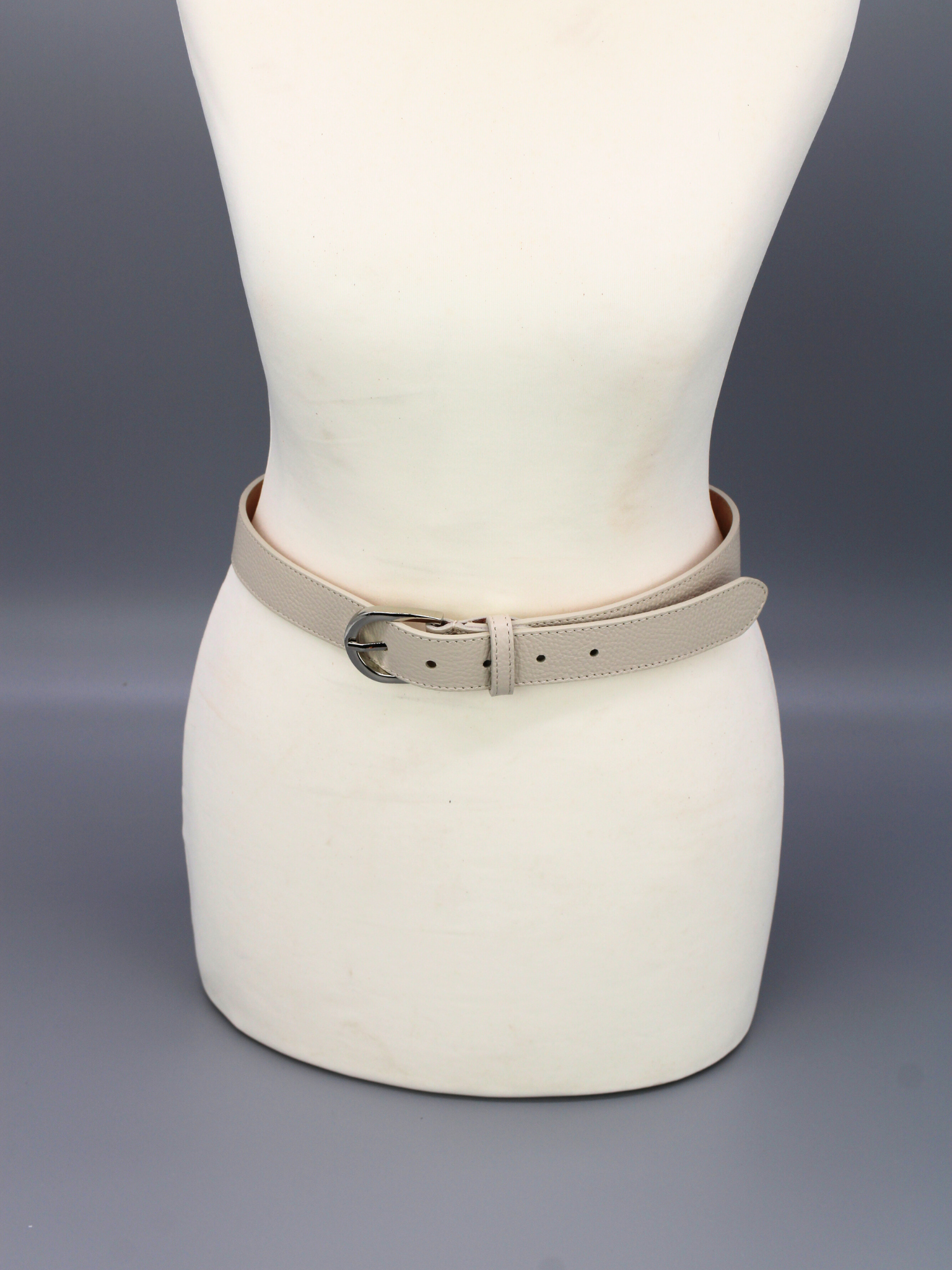 Ledergürtel - Beige | Silber