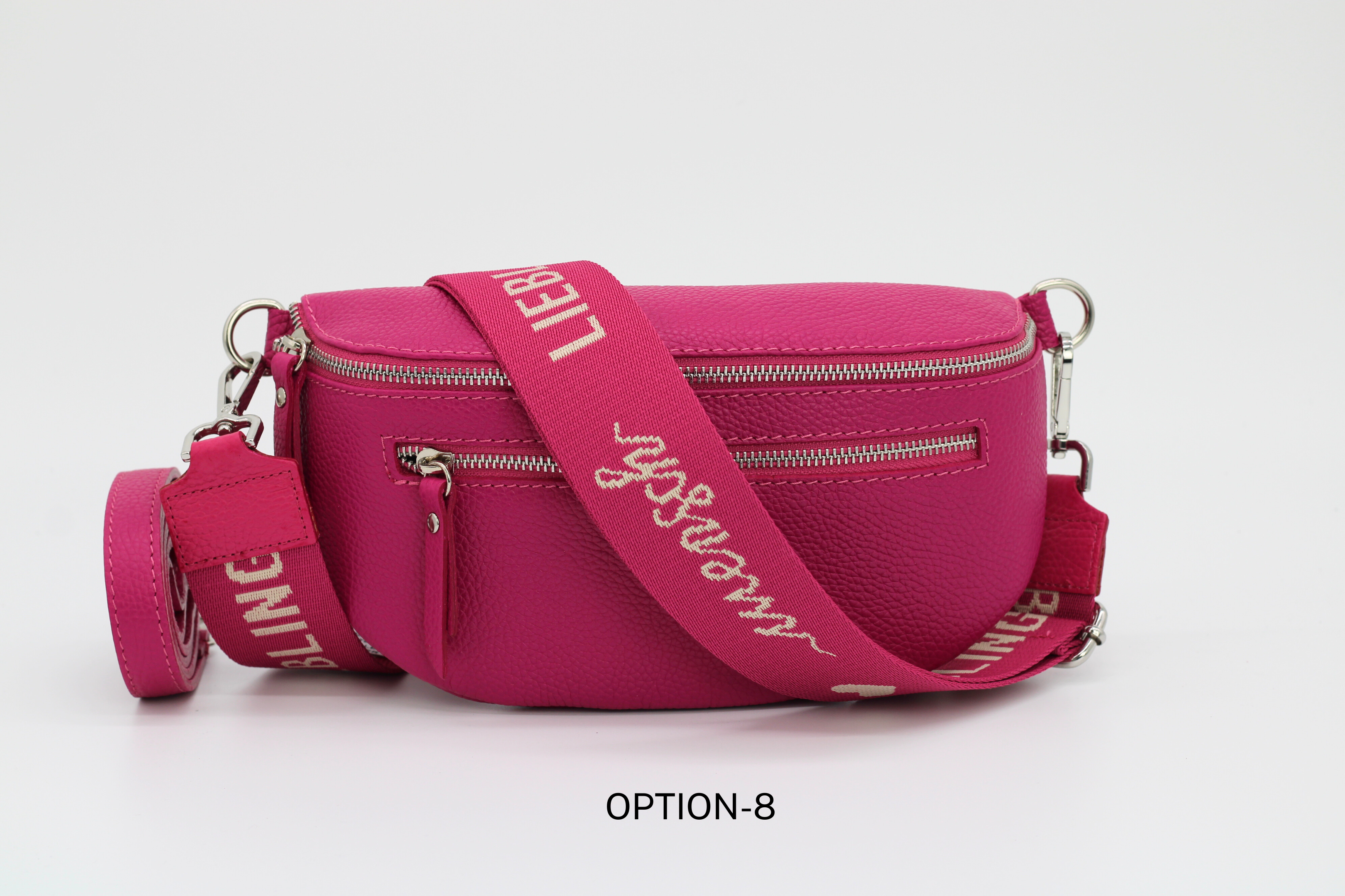 Versatile bag with interior pocket and leather or patterned strap