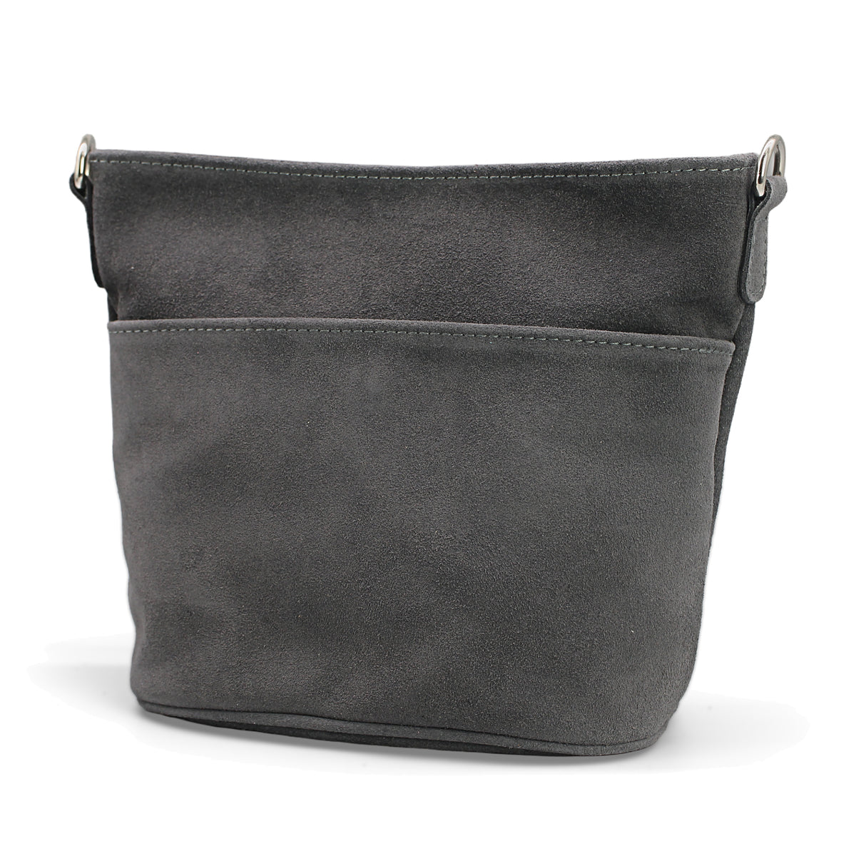 Adel Bags Lina Umhängetasche Wildleder Grau – seitlich (3/4-Ansicht)