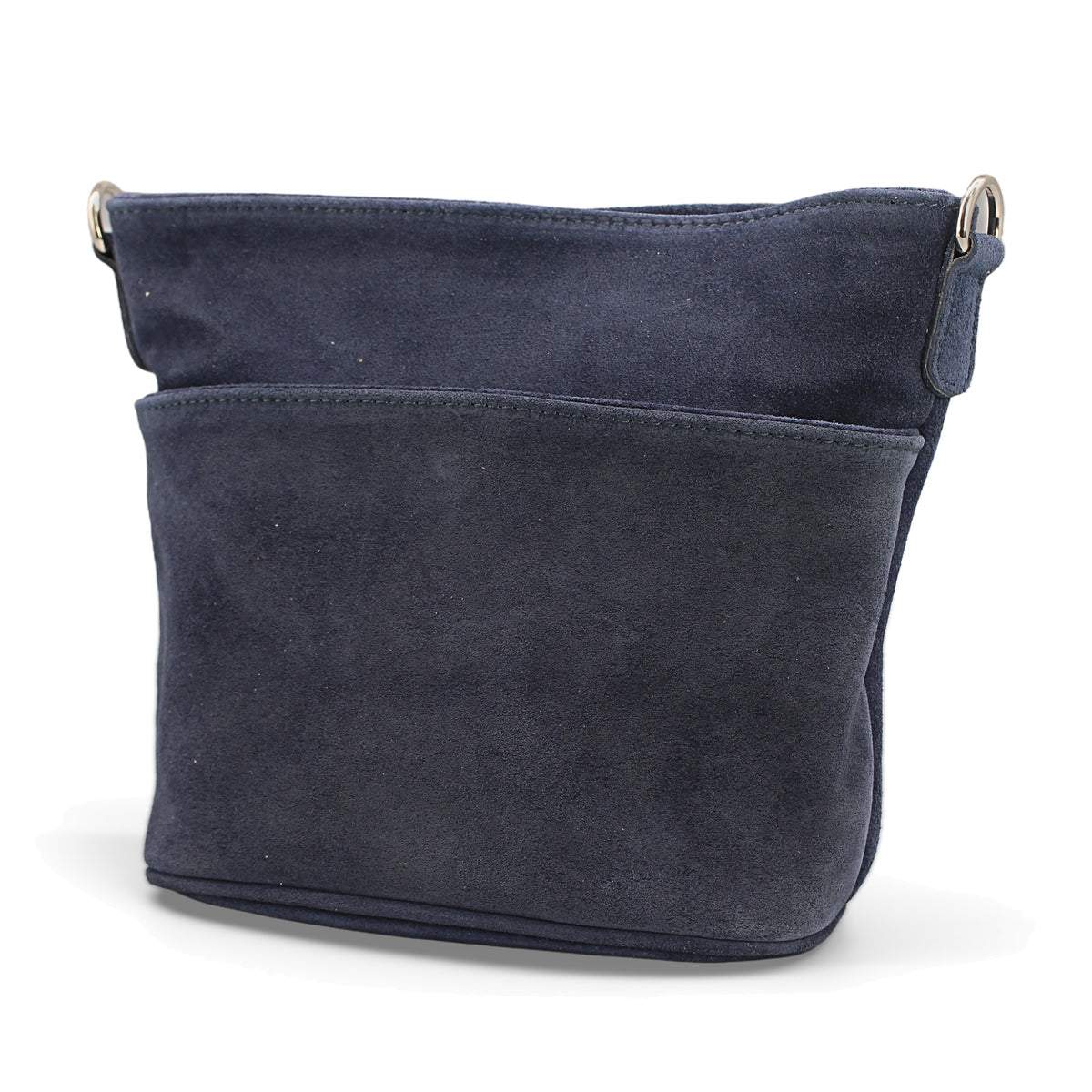 Adel Bags Lina Umhängetasche Wildleder Navyblau – seitlich (3/4-Ansicht)
