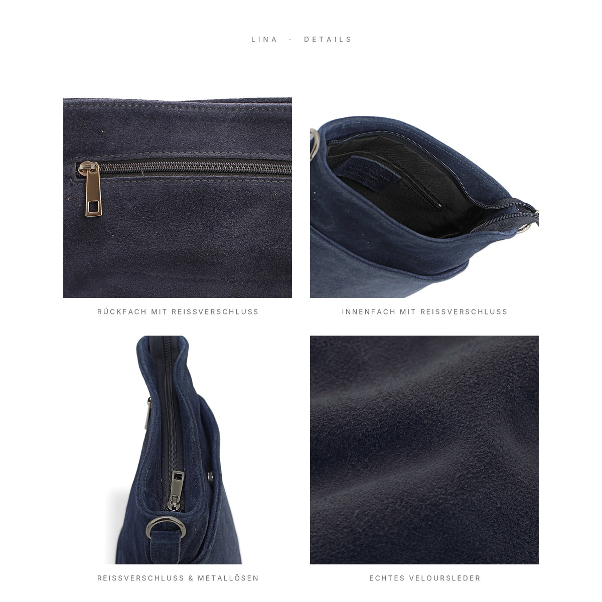 Adel Bags Lina Umhängetasche Wildleder Navyblau – Details
