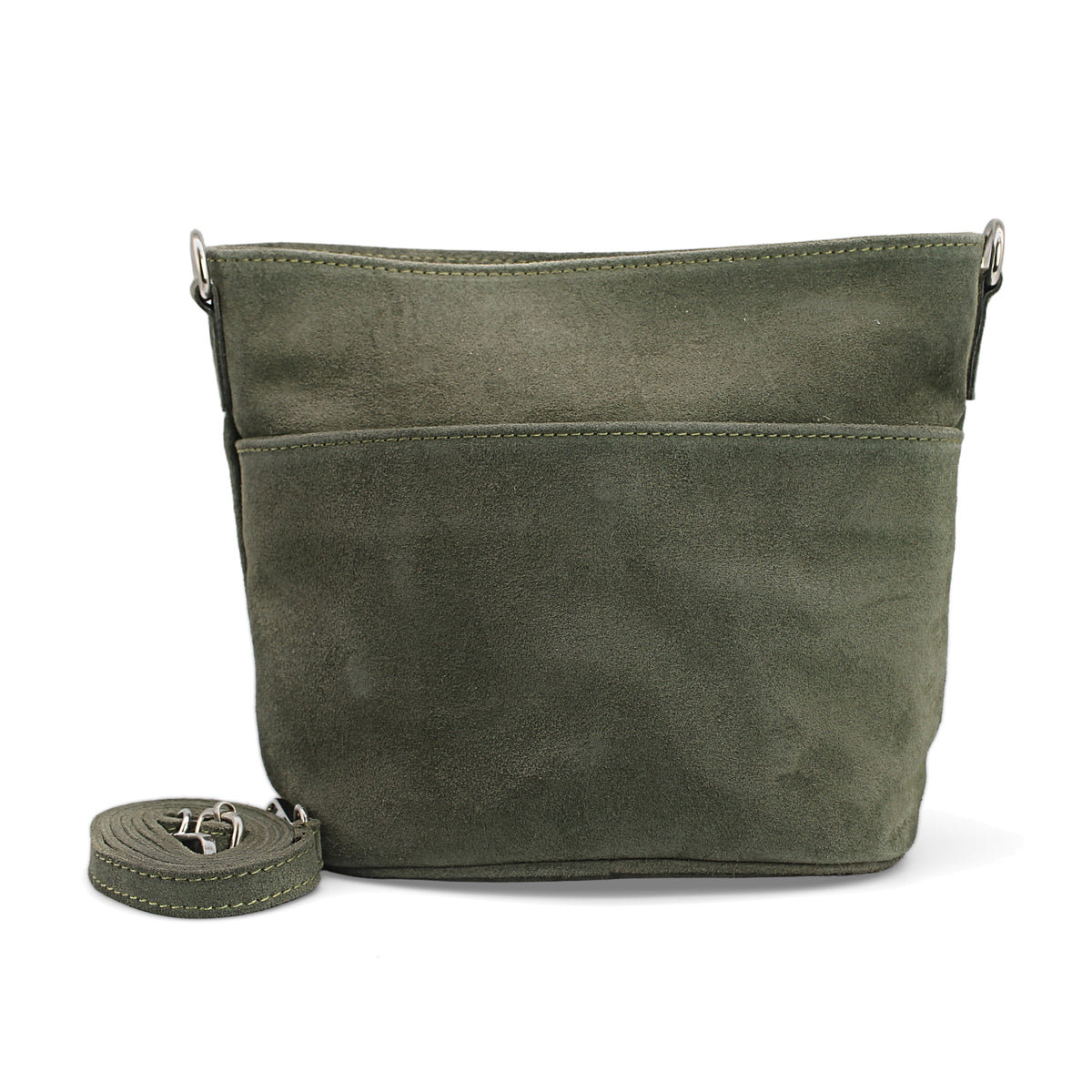 Adel Bags Lina Umhängetasche Wildleder Oliv – vorne